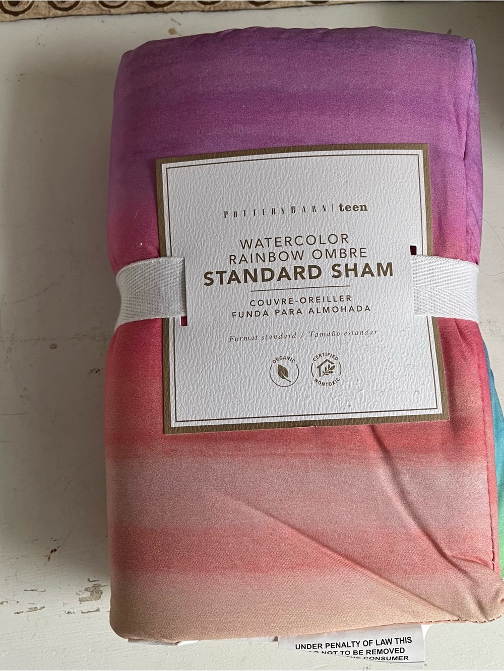 Pottery Barn Teen watercolor rainbow ombré standard sham nwt